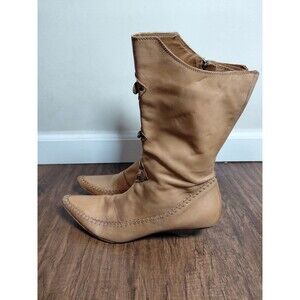 Michelle K tan leather boots. Vintage. Women Size 7.5